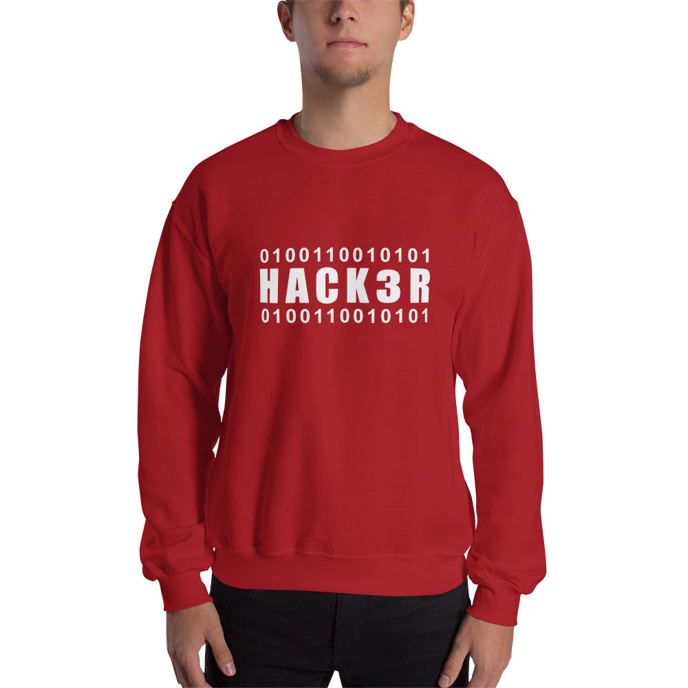 0100110010101 Hack3r - Sweatshirt (white text) by DarkByteGear