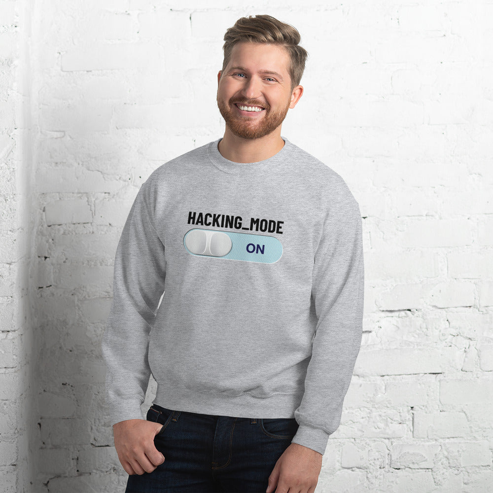 Hacking mode ON - Unisex Sweatshirt (black text) by DarkByteGear