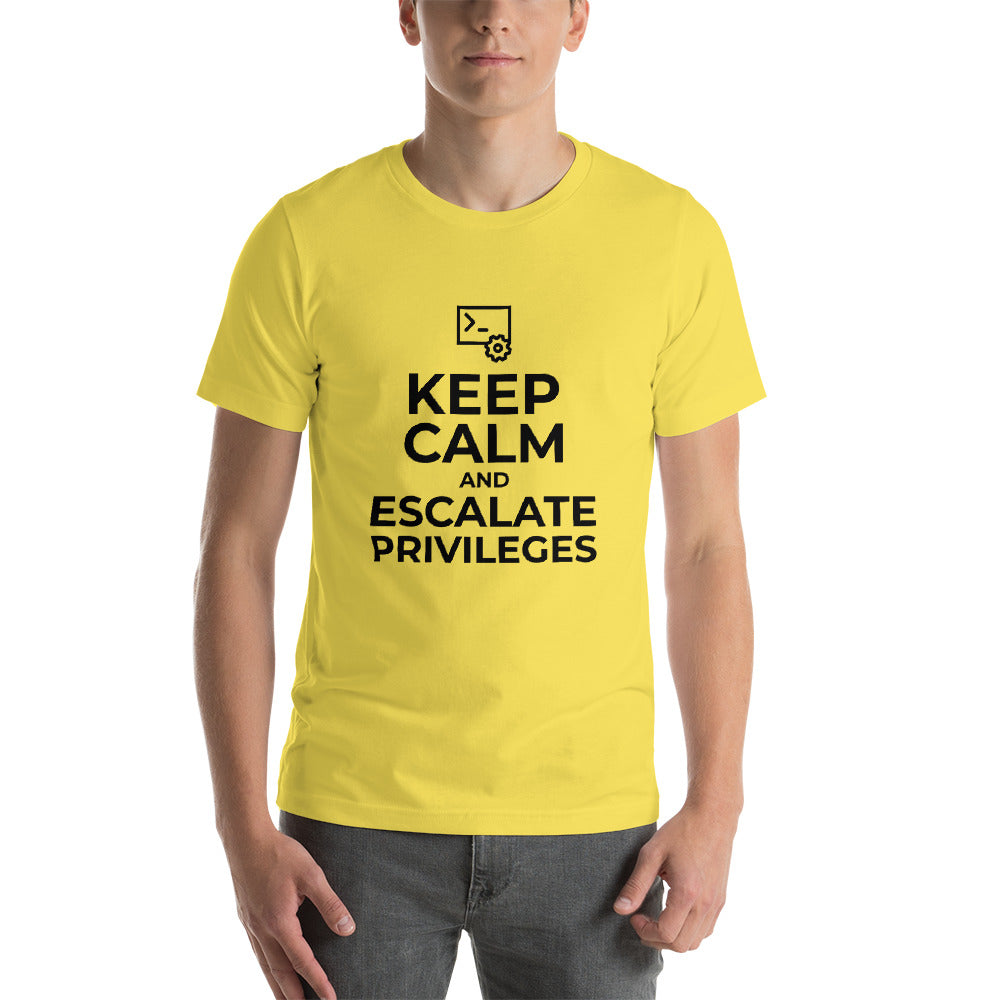Keep calm and escalate privileges - Short-Sleeve Unisex T-Shirt by DarkByteGear