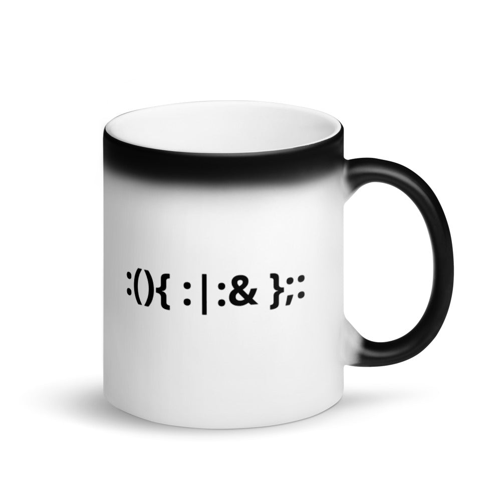 Linux Hackers - Bash Fork Bomb - Matte Black Magic Mug by DarkByteGear