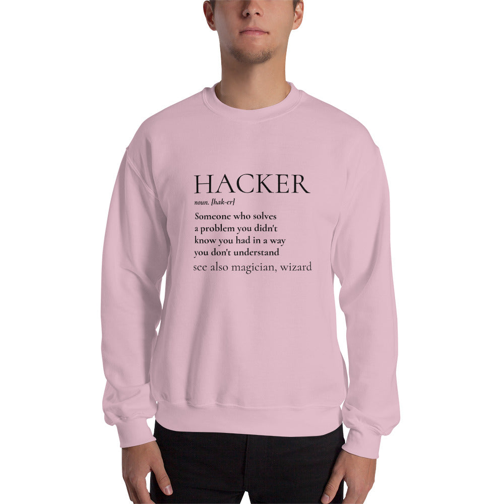 HACKER noun. [hak-er] - Unisex Sweatshirt (black text) by DarkByteGear