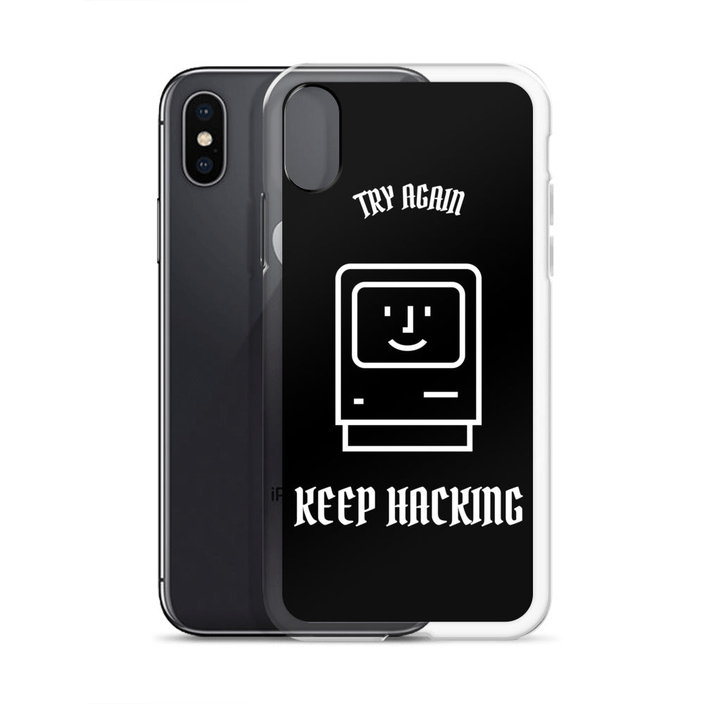 Keep hacking - iPhone Case (white text) by DarkByteGear