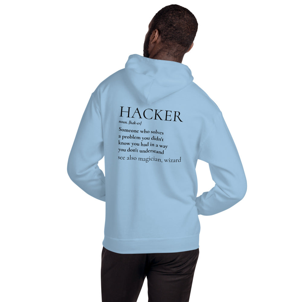 HACKER noun. [hak-er] - Unisex Hoodie (black text) by DarkByteGear