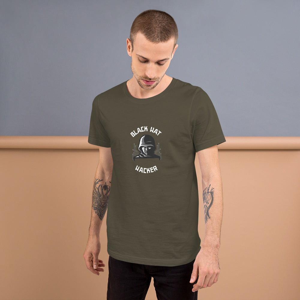 Black Hat Hacker - Short-Sleeve Unisex T-Shirt by DarkByteGear