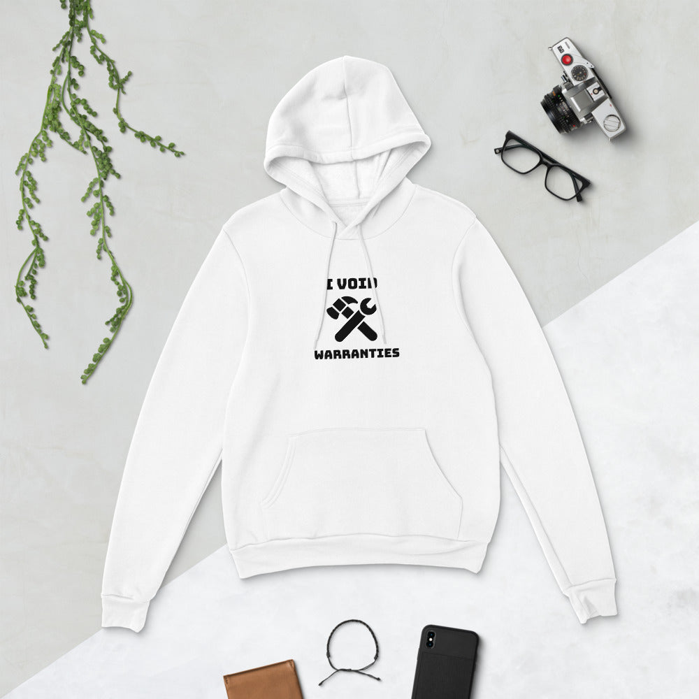 I void warranties - Unisex hoodie (black text) by DarkByteGear