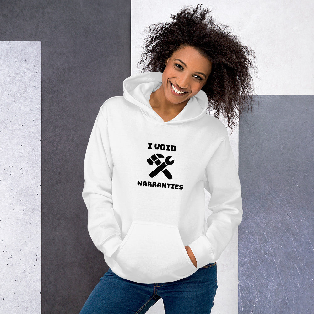 I void warranties - Unisex Hoodie (black text) by DarkByteGear