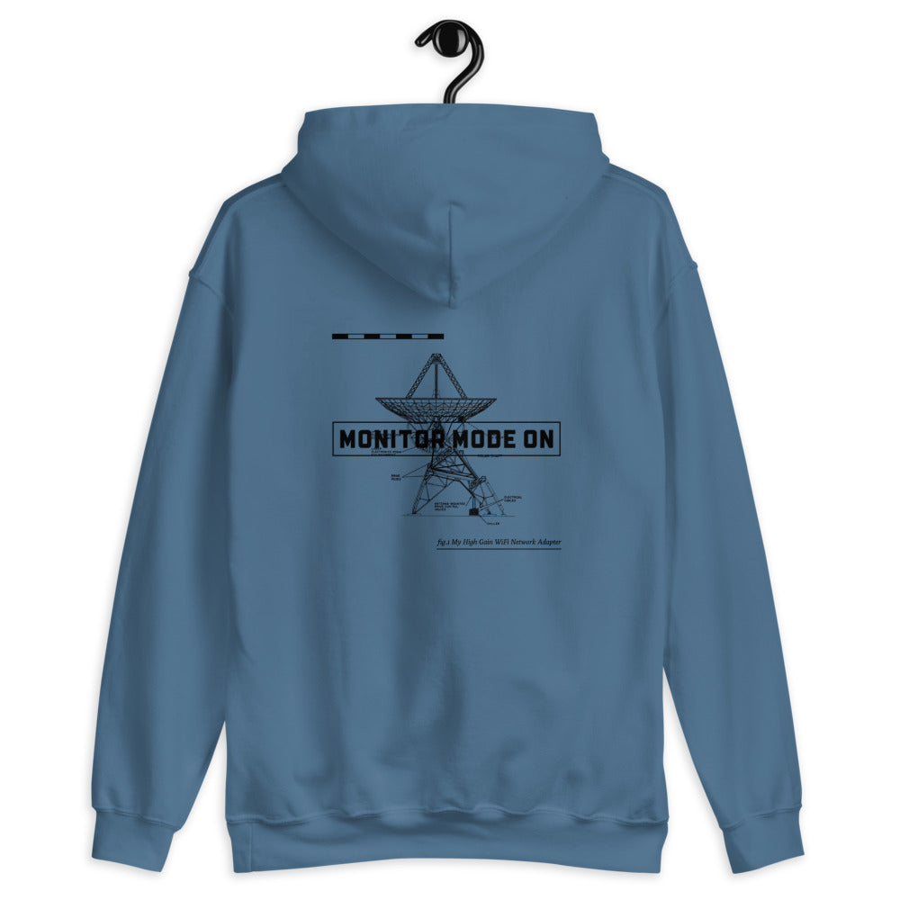 Monitor mode ON - Unisex Hoodie (black text) by DarkByteGear