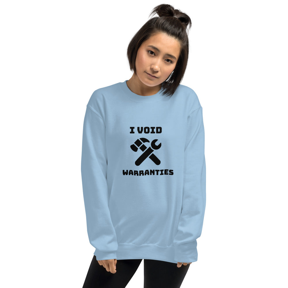 I void warranties - Unisex Sweatshirt (black text ) by DarkByteGear