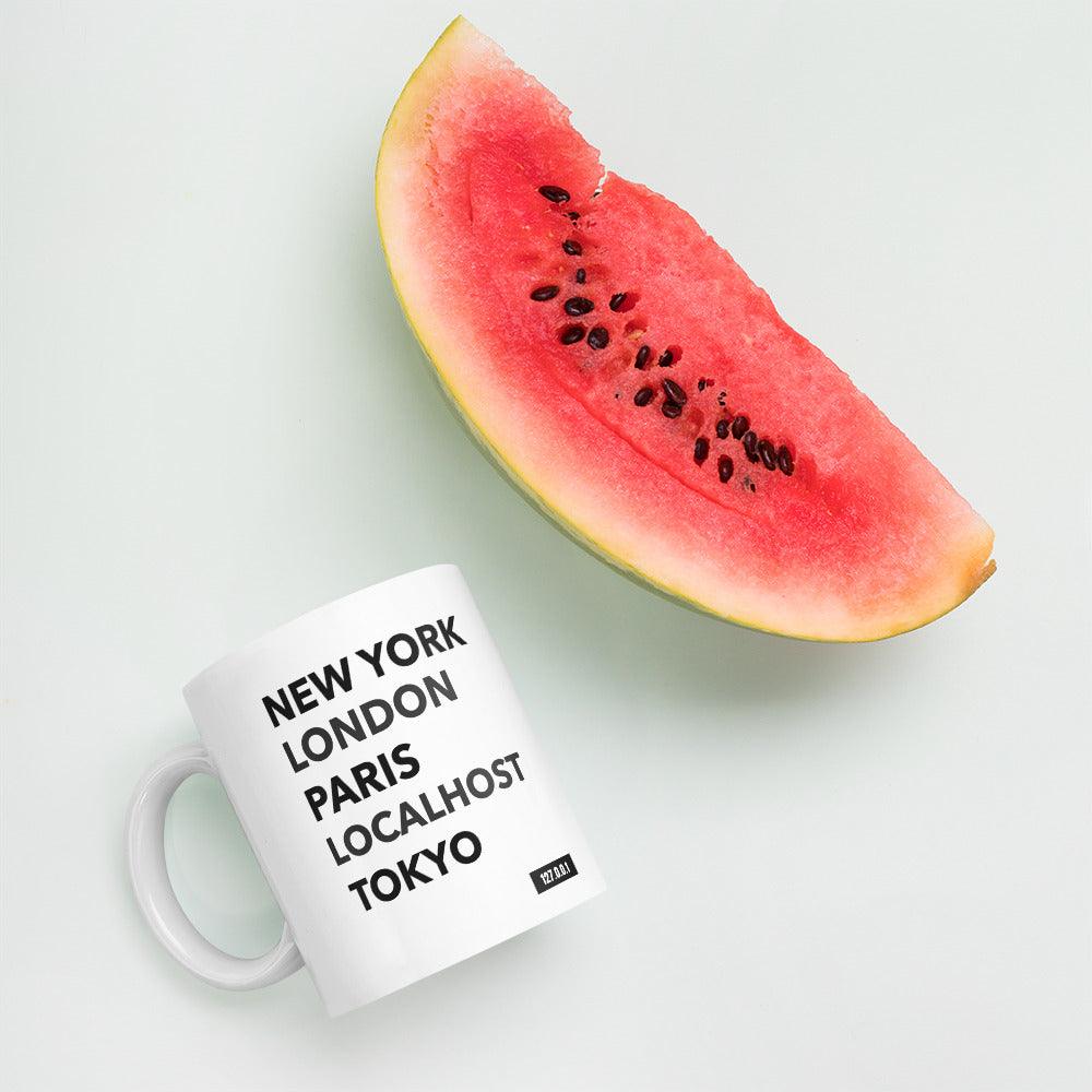 New York London Paris Localhost Tokyo 127.0.0.1 -Mug by DarkByteGear