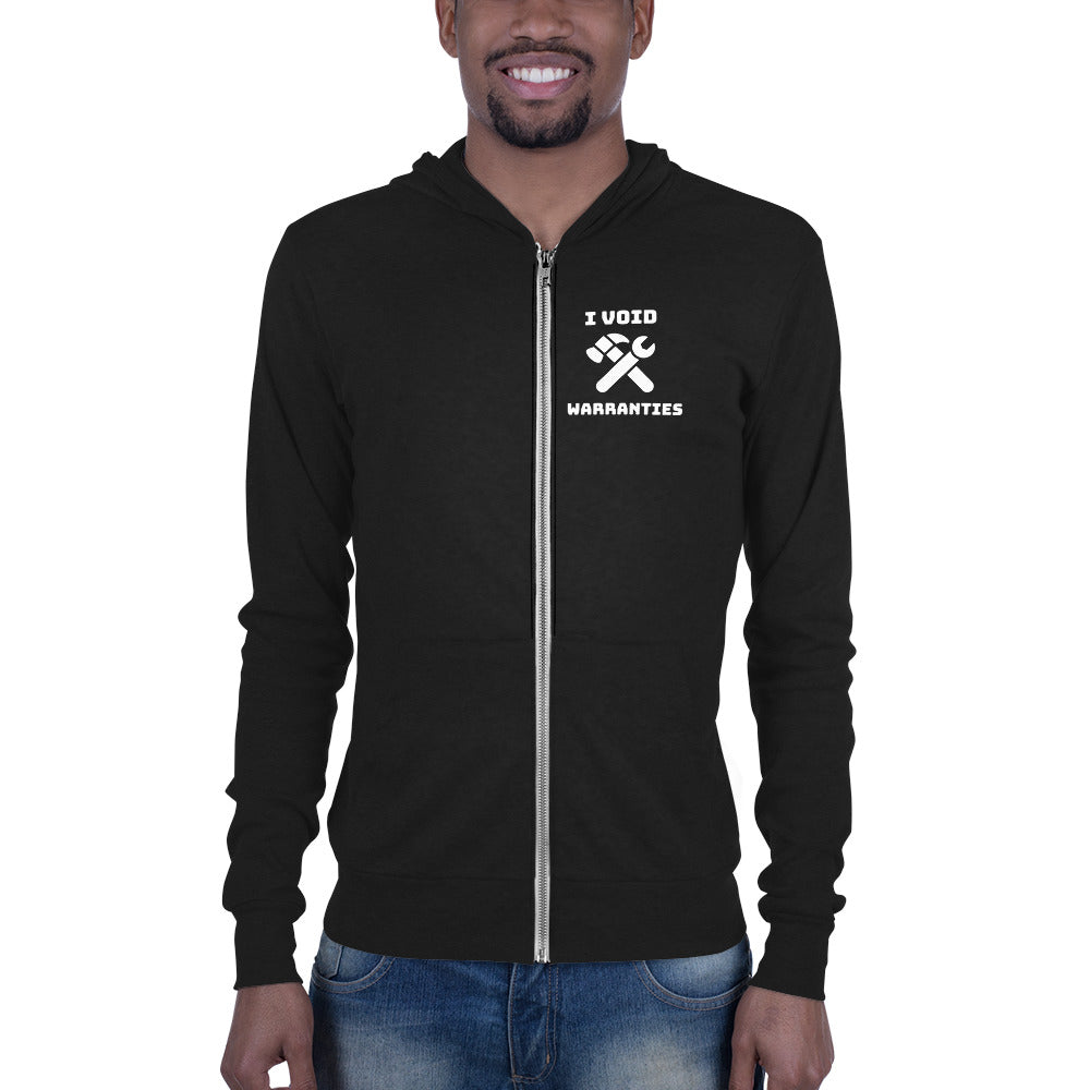 I void warranties - Unisex zip hoodie by DarkByteGear