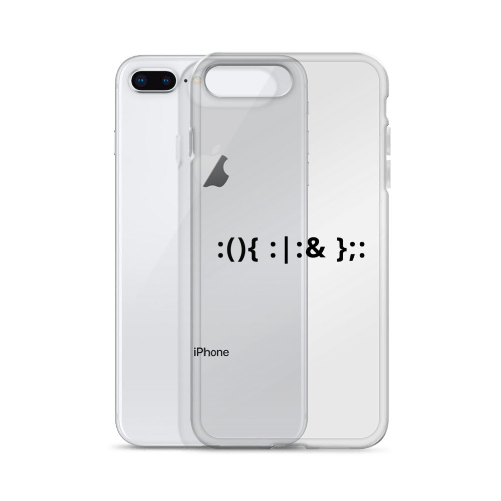 Linux Hackers - Bash Fork Bomb - Black Text iPhone Case by DarkByteGear