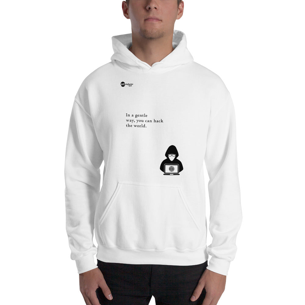 You can hack the world - Hooded Sweatshirt (black text) by DarkByteGear