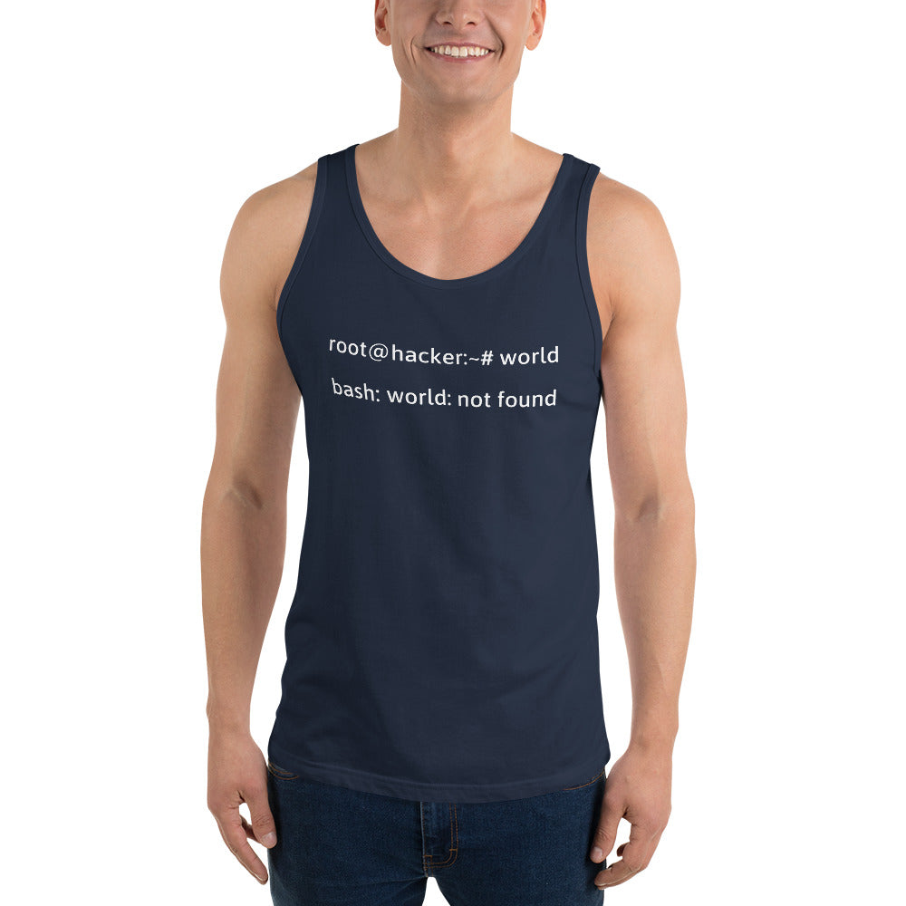 Linux Tweaks - world not found - Unisex Tank Top (white text) by DarkByteGear