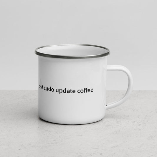 sudo update coffee - Enamel Mug by DarkByteGear