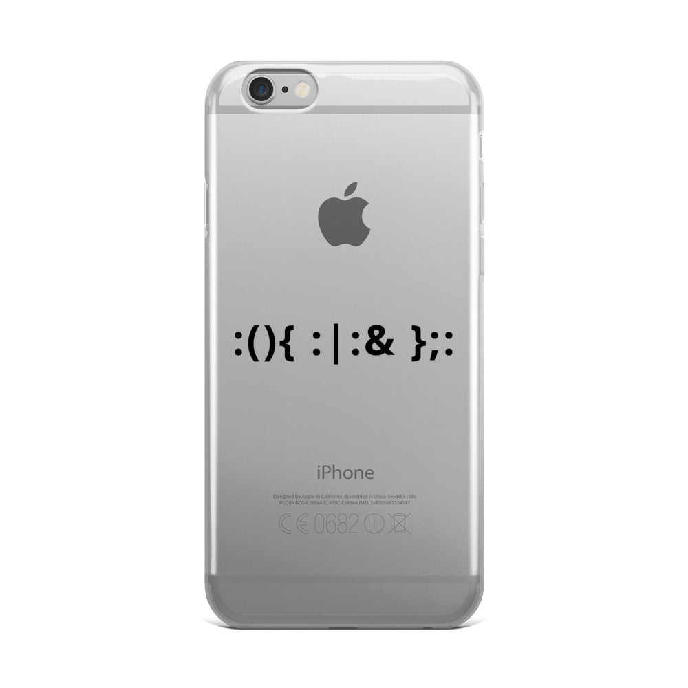 Linux Hackers - Bash Fork Bomb - Black Text iPhone Case by DarkByteGear