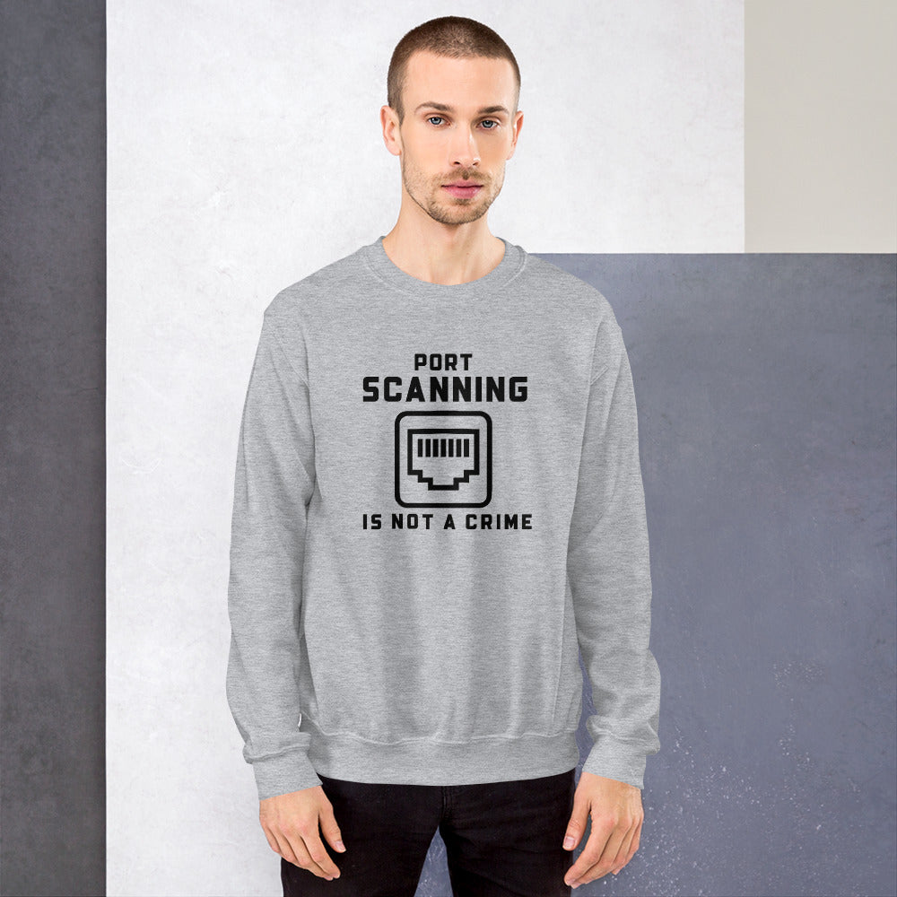 Port Scanning is not a crime - Unisex Sweatshirt (black text) by DarkByteGear