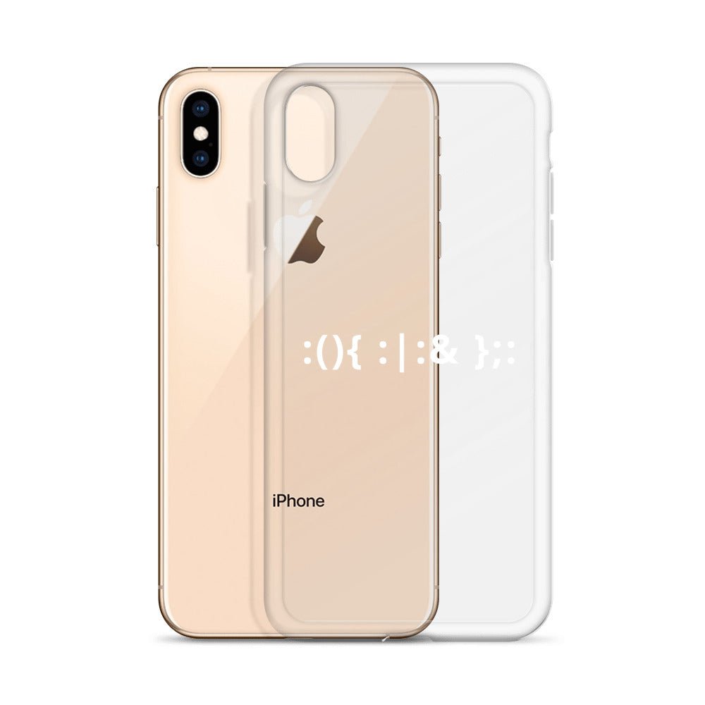 Linux Hackers - Bash Fork Bomb - White Text iPhone Case by DarkByteGear
