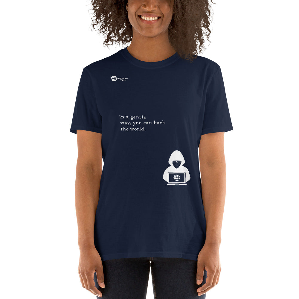You can hack the world - Short-Sleeve Unisex T-Shirt (white text) by DarkByteGear