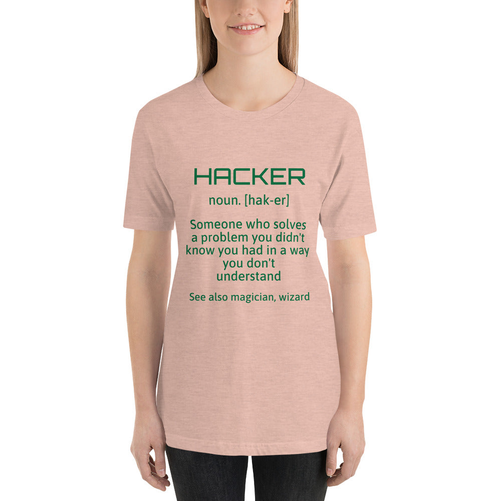 Hacker - Short-Sleeve Unisex T-Shirt (green text) by DarkByteGear