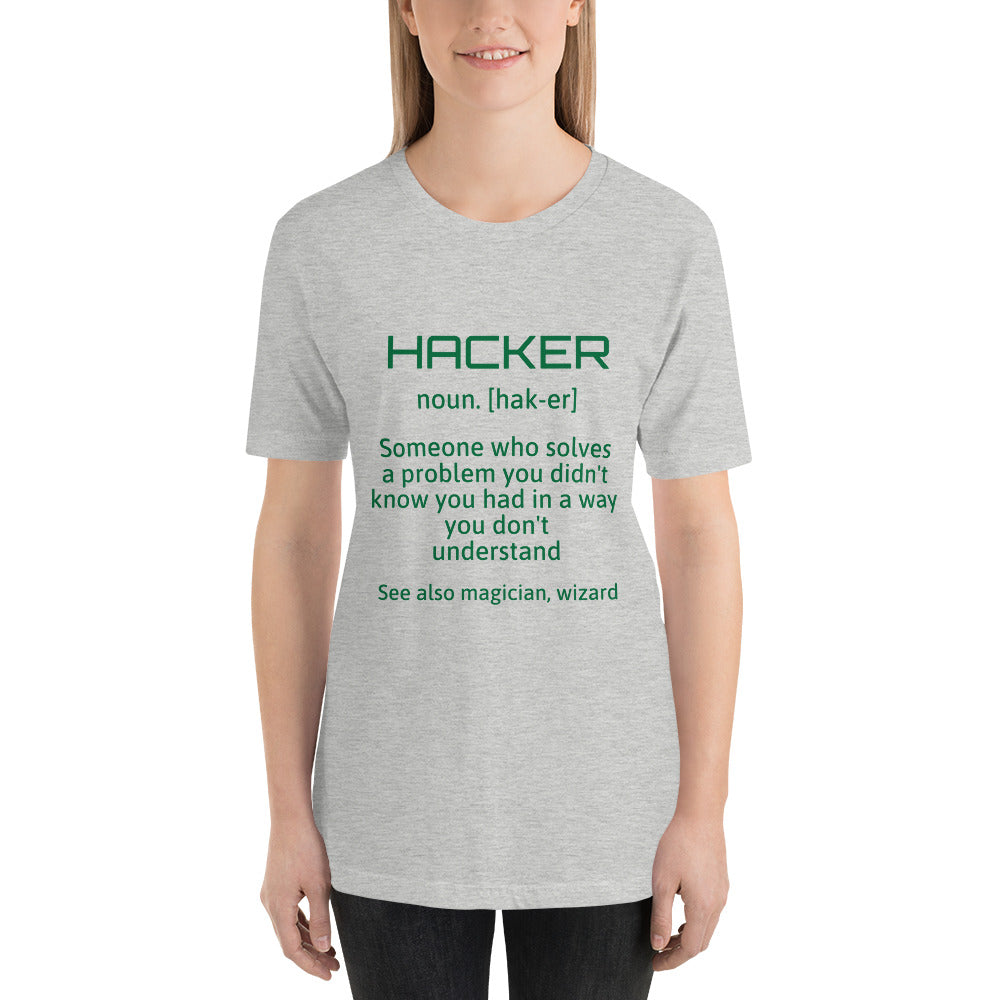 Hacker - Short-Sleeve Unisex T-Shirt (green text) by DarkByteGear