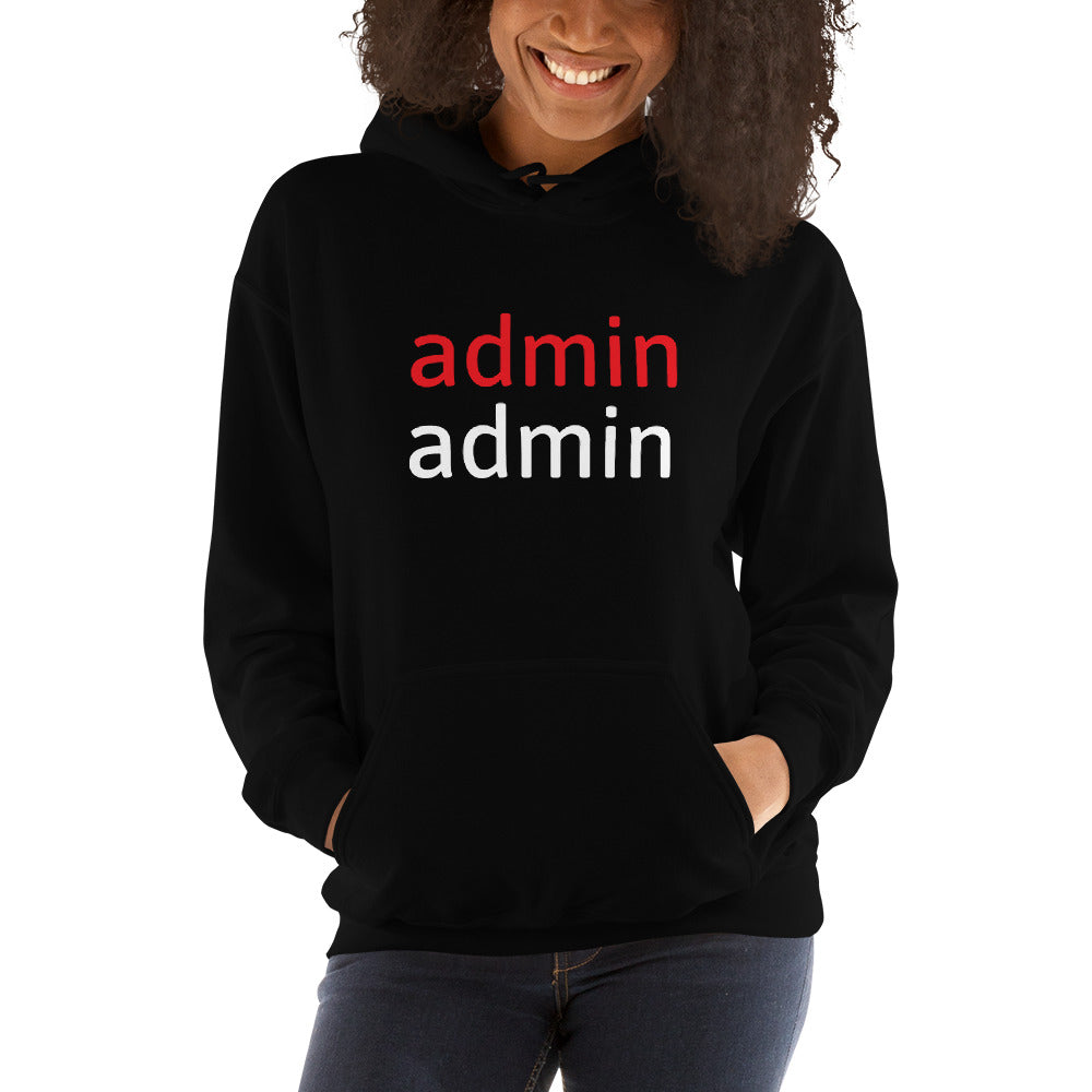 admin admin - Hooded Sweatshirt (white text) by DarkByteGear
