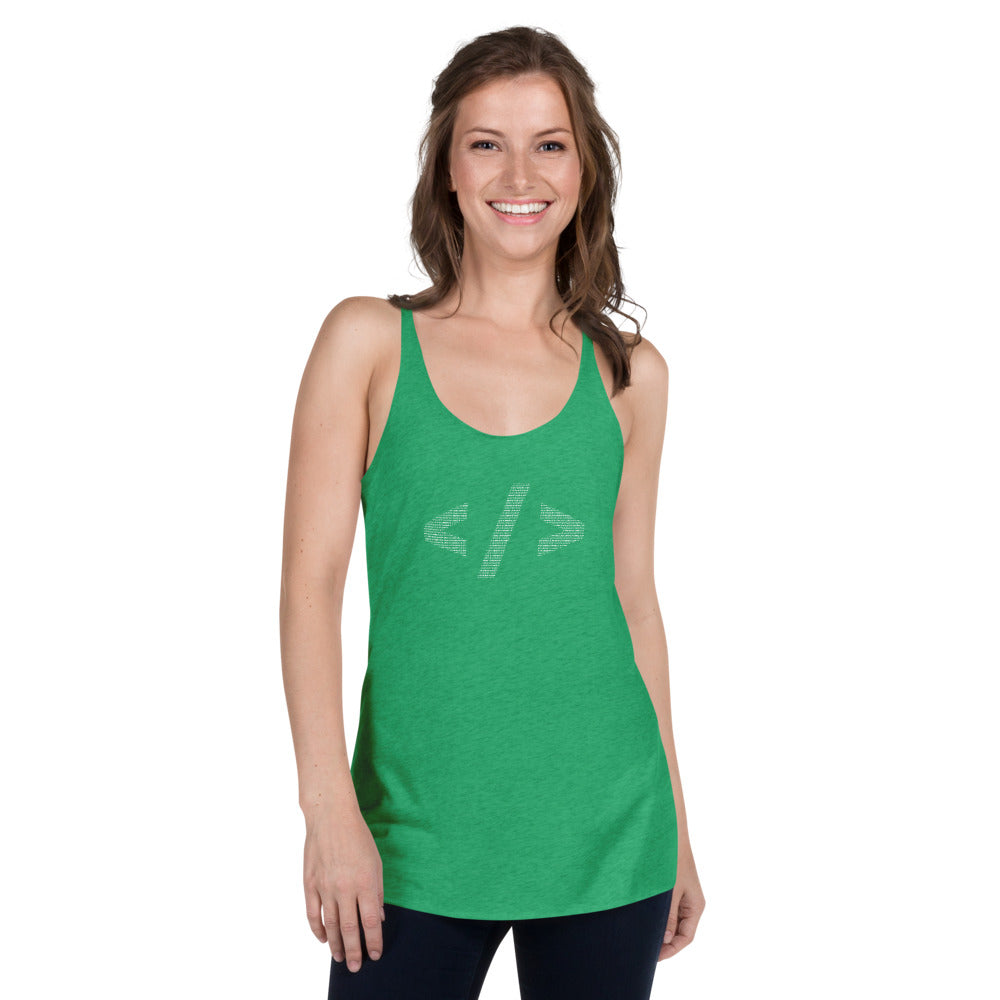 Culture of code in ASCII characters - Women's Racerback Tank by DarkByteGear