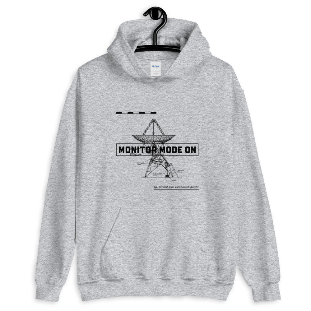 Monitor mode ON - Unisex Hoodie (black text) by DarkByteGear