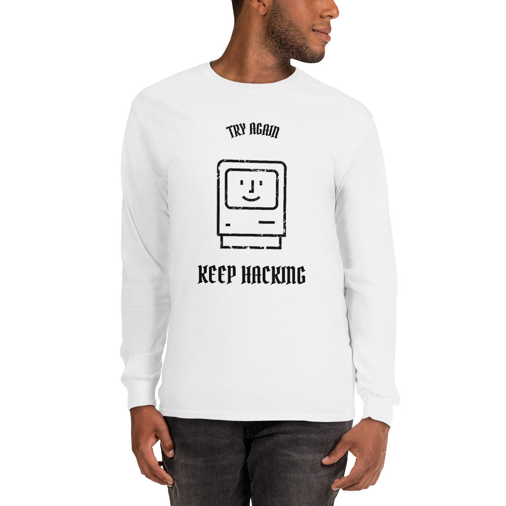 Keep Hacking - Long Sleeve T-Shirt (black text) by DarkByteGear