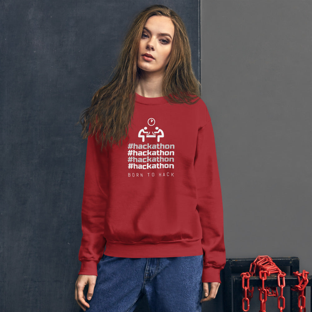 #hackathon - Unisex Sweatshirt (white text) by DarkByteGear