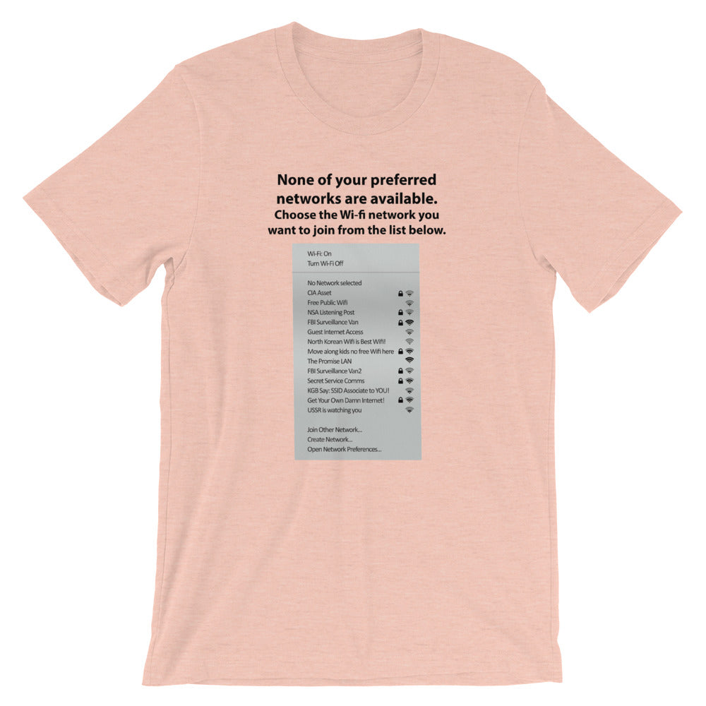 None of your preferred networks are available - Short-Sleeve Unisex T-Shirt (black text) by DarkByteGear