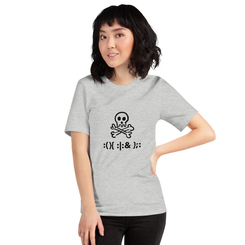 Bash Fork Bomb Linux - Short-Sleeve Unisex T-Shirt (black text) by DarkByteGear