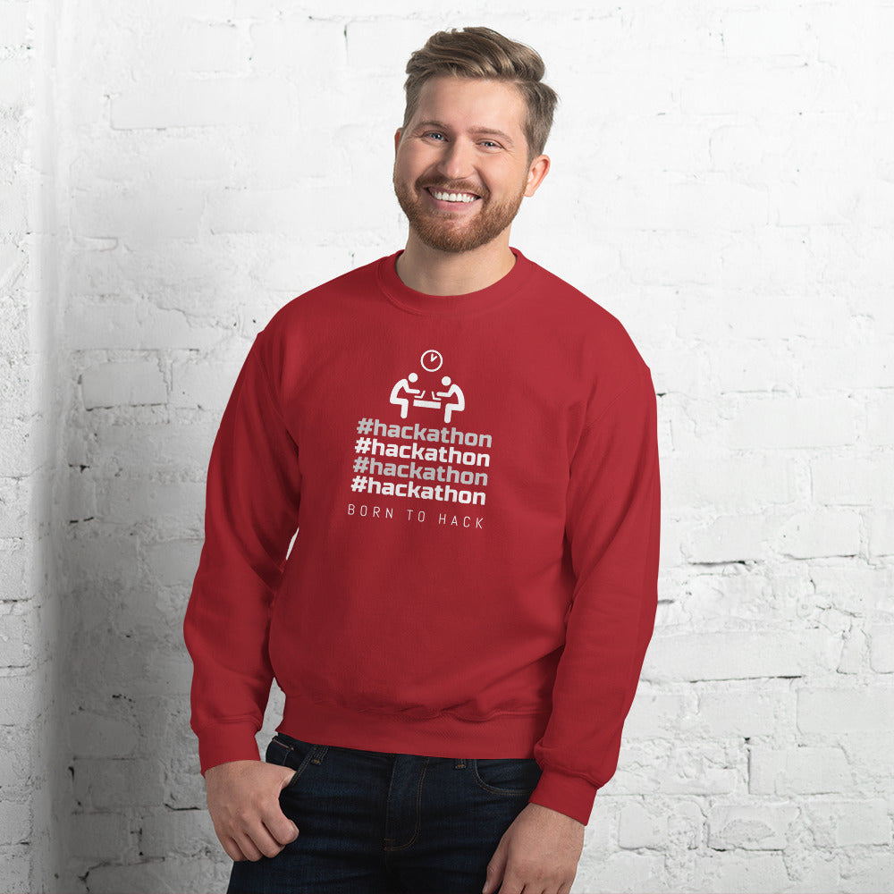 #hackathon - Unisex Sweatshirt (white text) by DarkByteGear