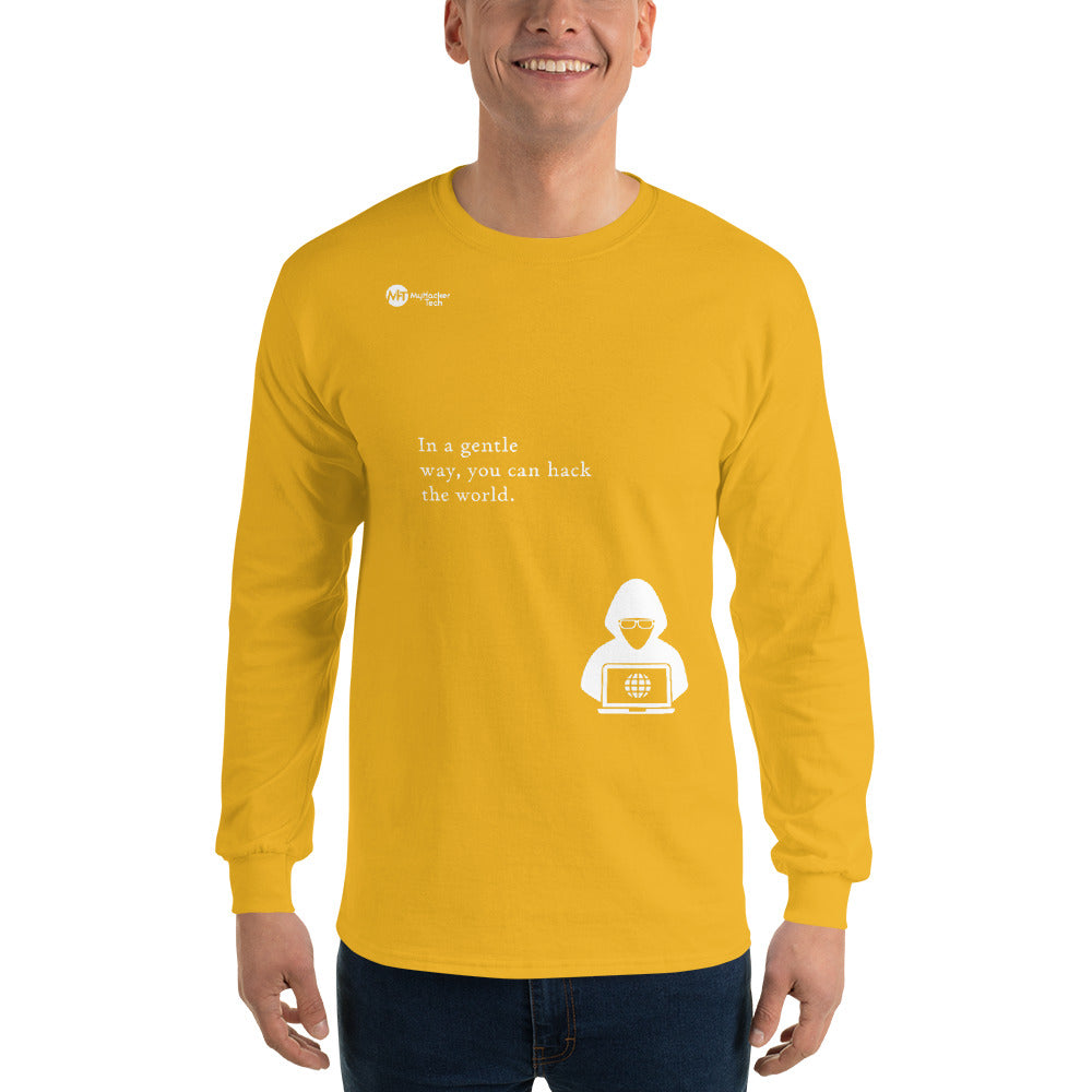 You can hack the world - Long Sleeve T-Shirt (white text) by DarkByteGear