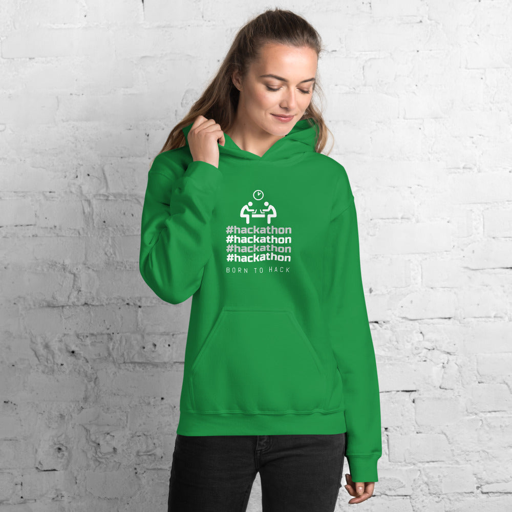 #hackathon - Unisex Hoodie (white text) by DarkByteGear