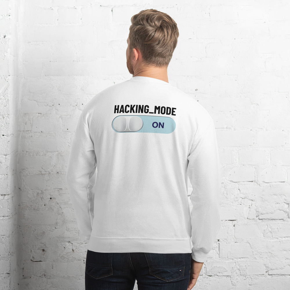 Hacking mode ON - Unisex Sweatshirt (black text) by DarkByteGear