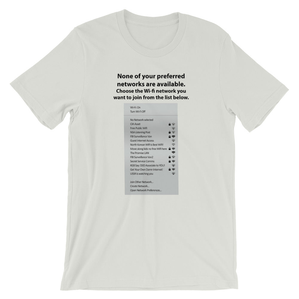 None of your preferred networks are available - Short-Sleeve Unisex T-Shirt (black text) by DarkByteGear