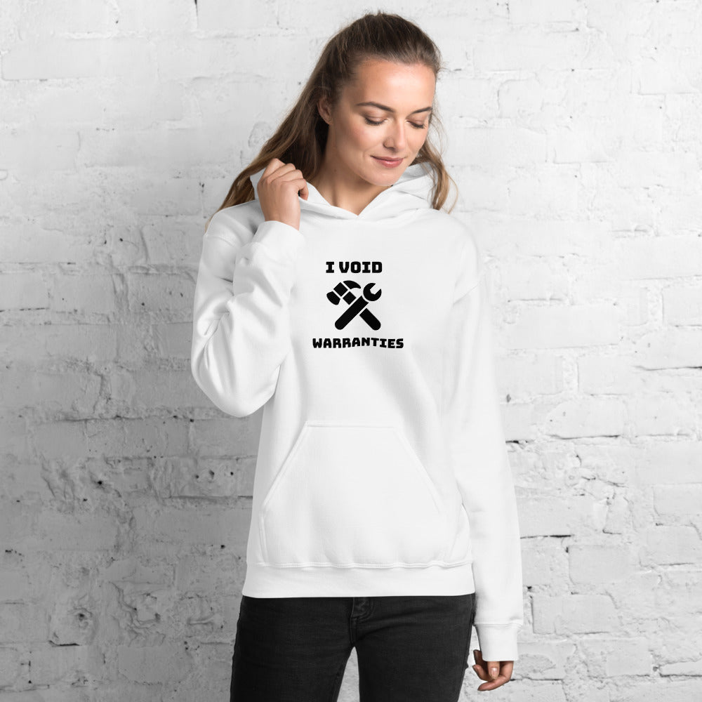I void warranties - Unisex Hoodie (black text) by DarkByteGear