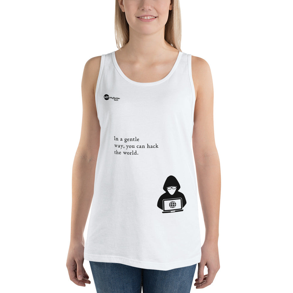 You can hack the world - Unisex Tank Top (black text) by DarkByteGear