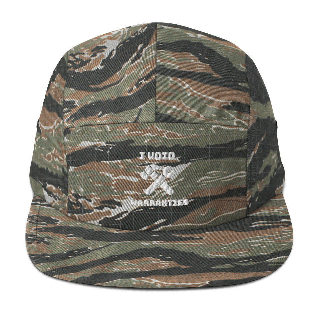 I void warranties - Five Panel Cap (white text) by DarkByteGear