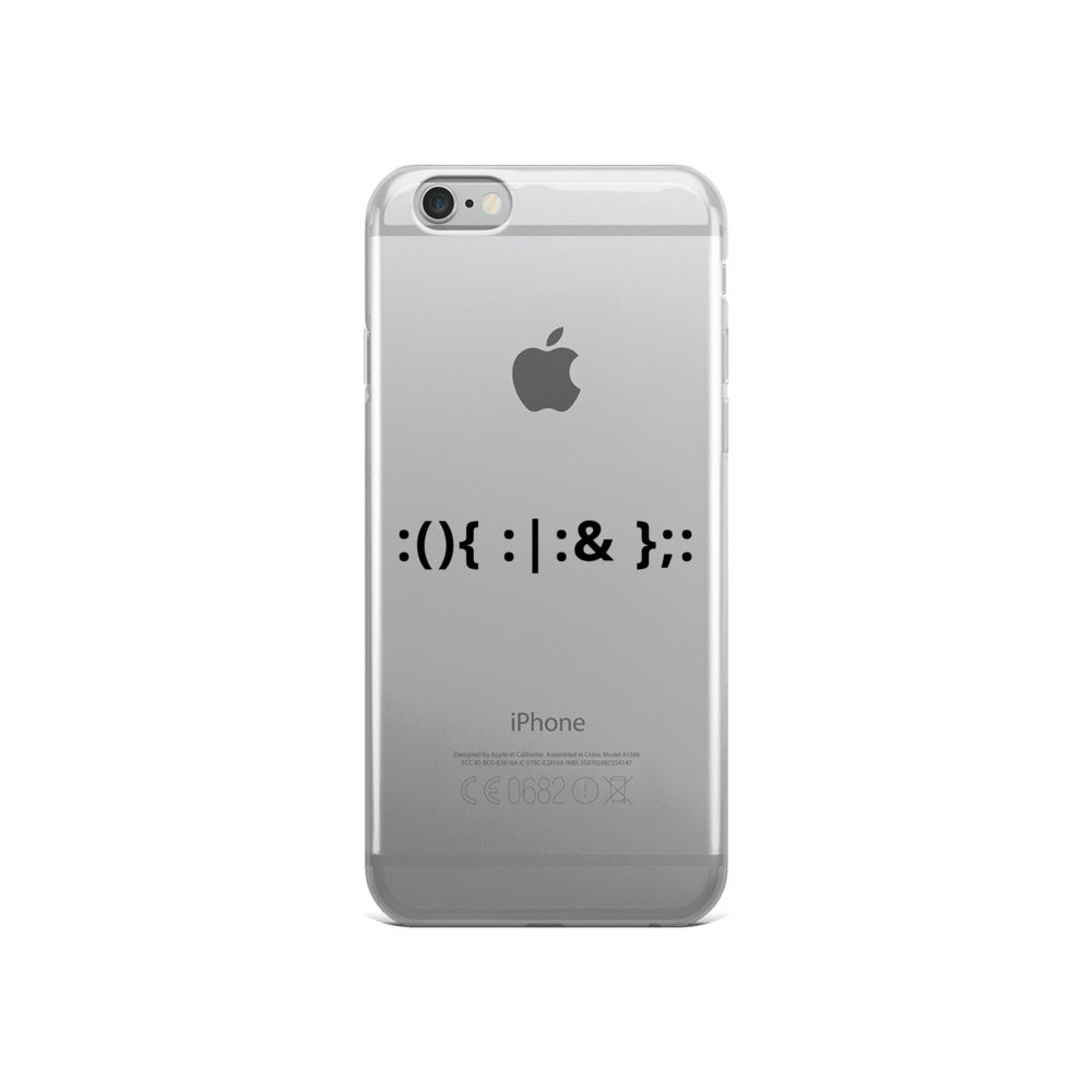 Linux Hackers - Bash Fork Bomb - Black Text iPhone Case by DarkByteGear
