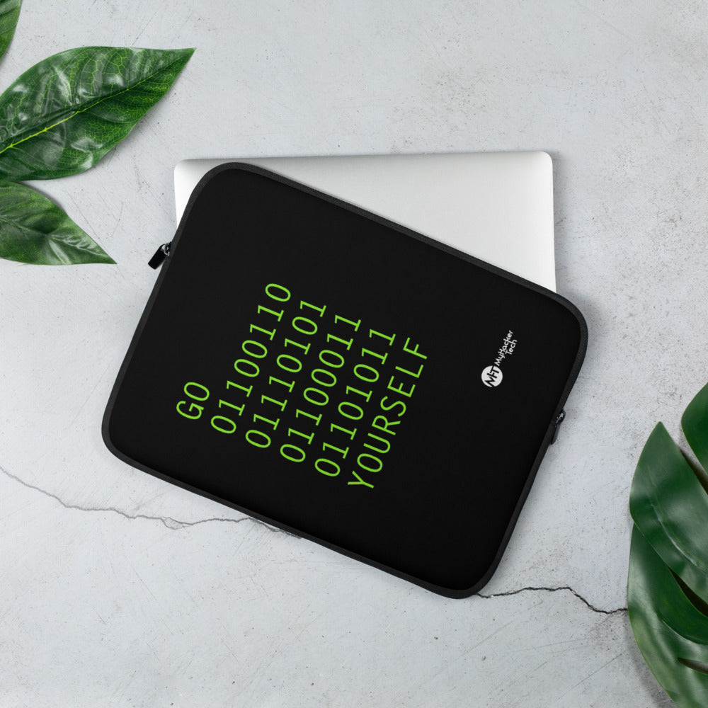 GO 01100110 01110101 01100011 01101011 YOURSELF - Laptop Sleeve by DarkByteGear