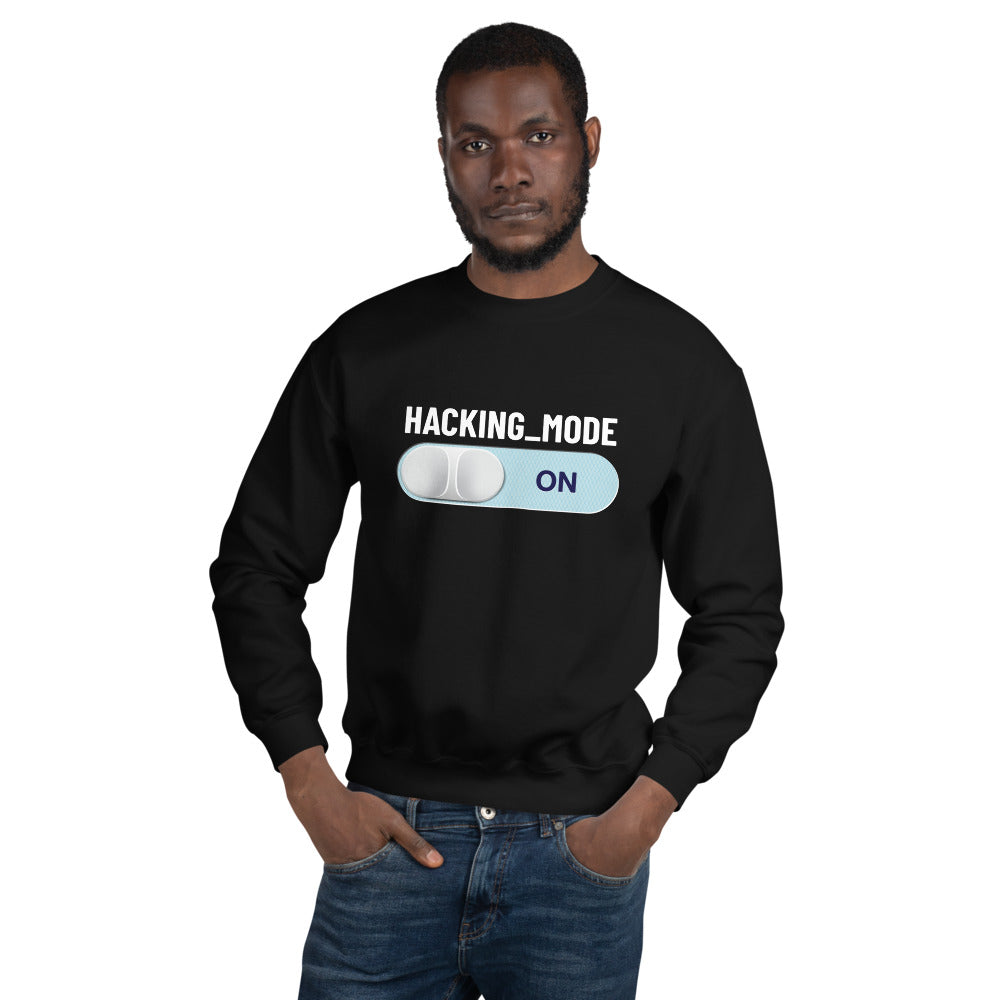 Hacking mode ON - Unisex Sweatshirt (white text) by DarkByteGear