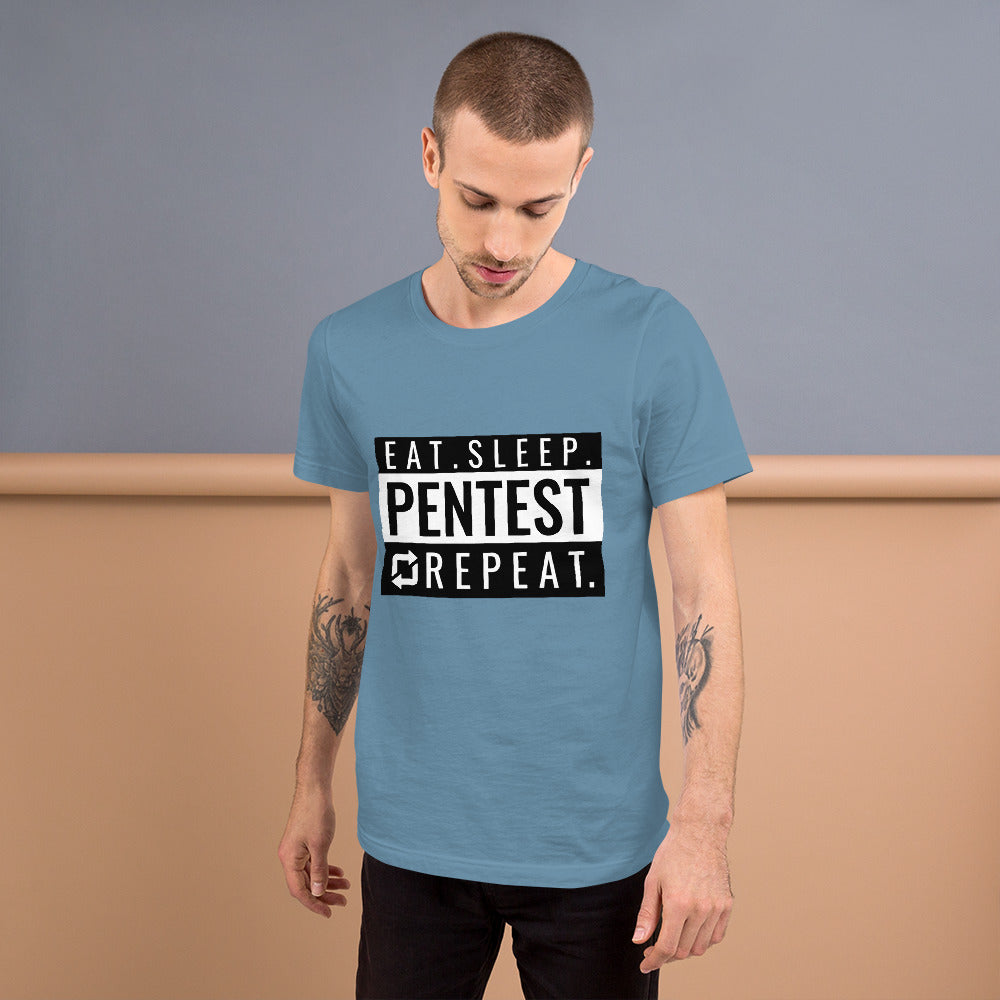 Eat sleep pentest repeat - Short-Sleeve Unisex T-Shirt (white) by DarkByteGear