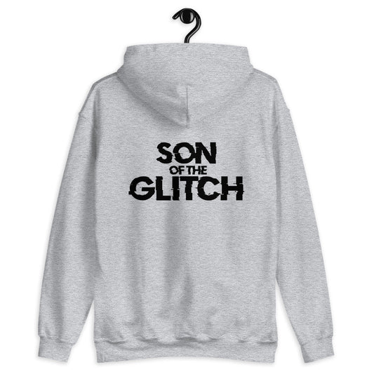 Son of the glitch - Unisex Hoodie (black text) by DarkByteGear