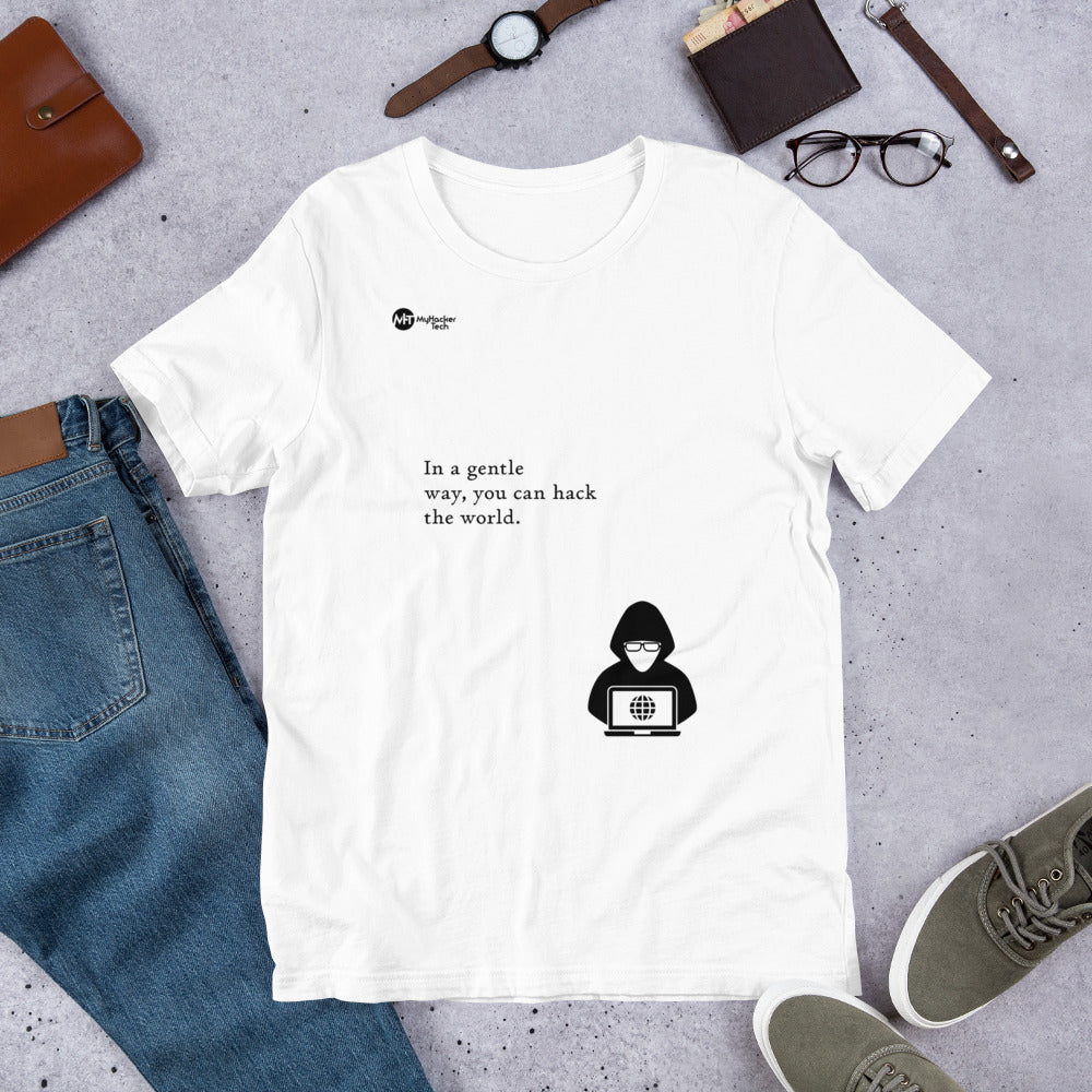 You can hack the world - Short-Sleeve Unisex T-Shirt (black text) by DarkByteGear