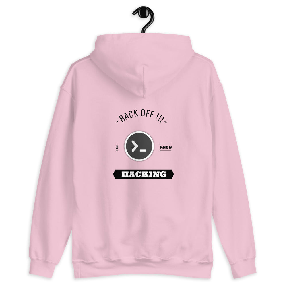 Back off I know hacking - Unisex Hoodie (black text) by DarkByteGear