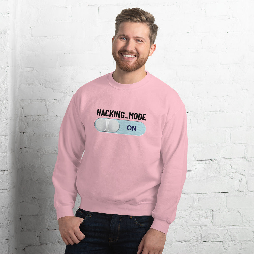 Hacking mode ON - Unisex Sweatshirt (black text) by DarkByteGear