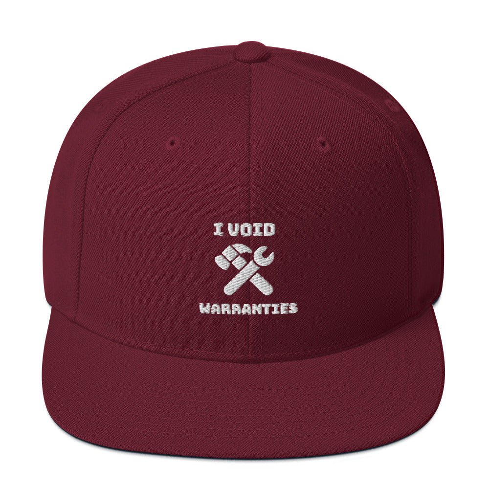 I void warranties - Snapback Hat (white text) by DarkByteGear