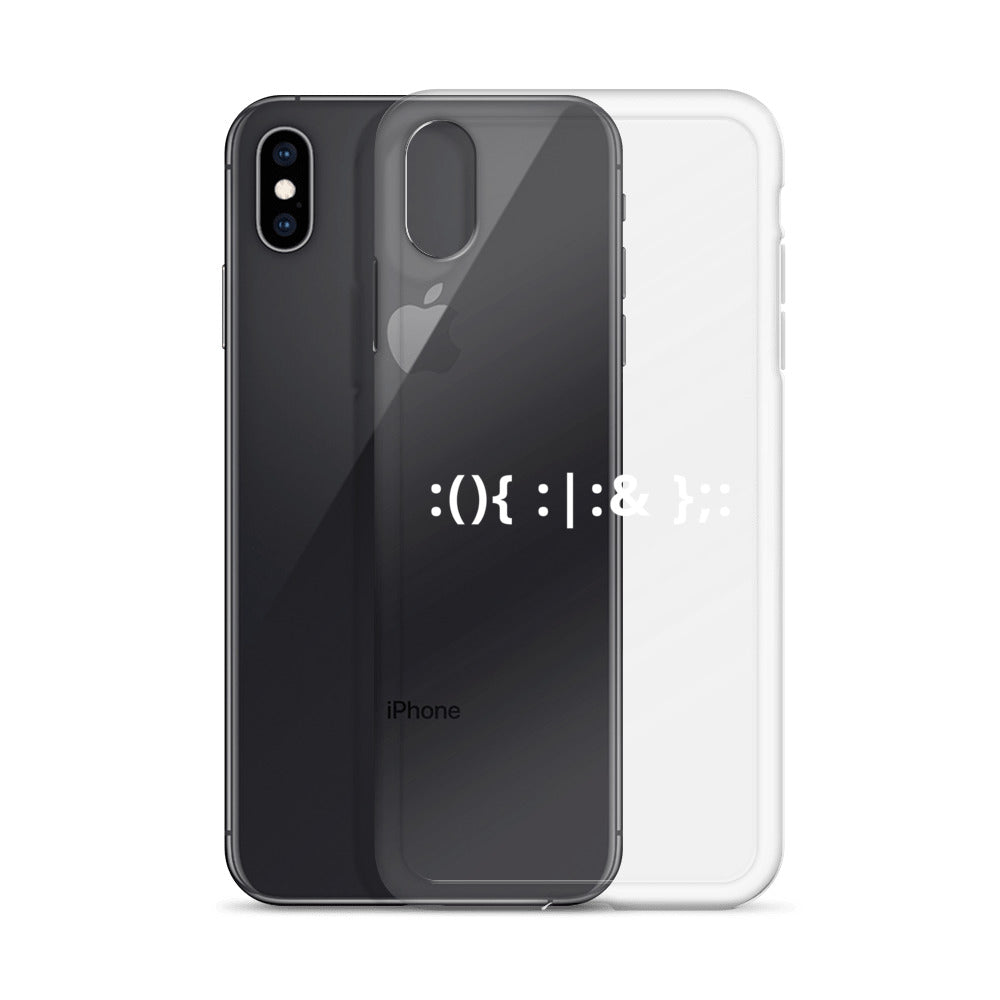 Linux Hackers - Bash Fork Bomb - White Text iPhone Case by DarkByteGear
