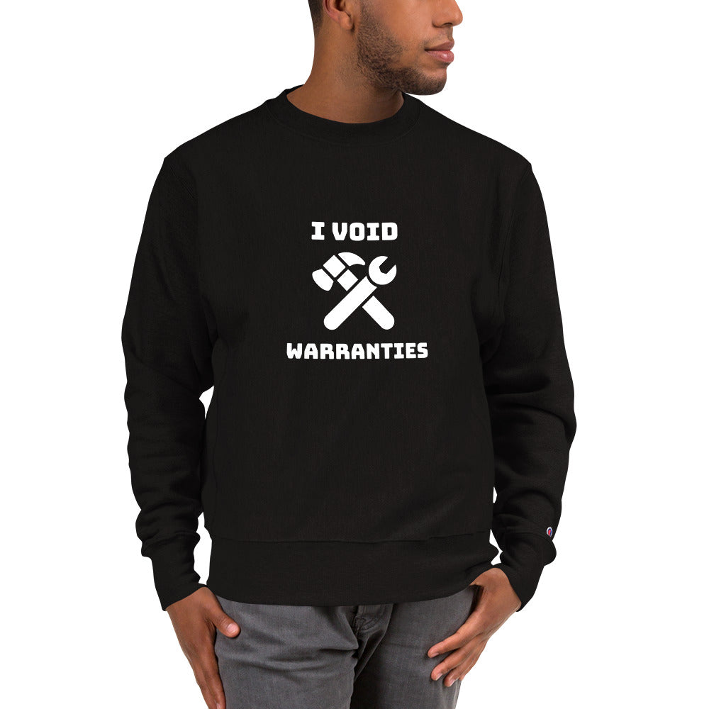 I void warranties - Champion Sweatshirt (white text) by DarkByteGear